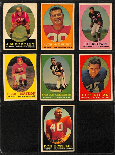Lot of 62 Different 1958 Topps Football Cards w. Jim Brown RC BVG 5.0