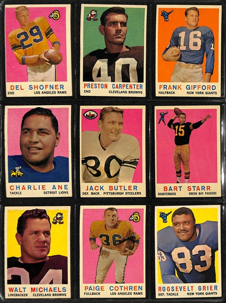 Lot of 70 Different 1959 Topps Football Cards w. Unitas