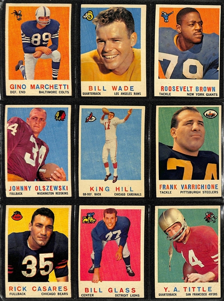 Lot of 70 Different 1959 Topps Football Cards w. Unitas
