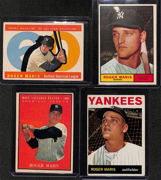 Lot of (4) Roger Maris Topps Cards From 1960-1964