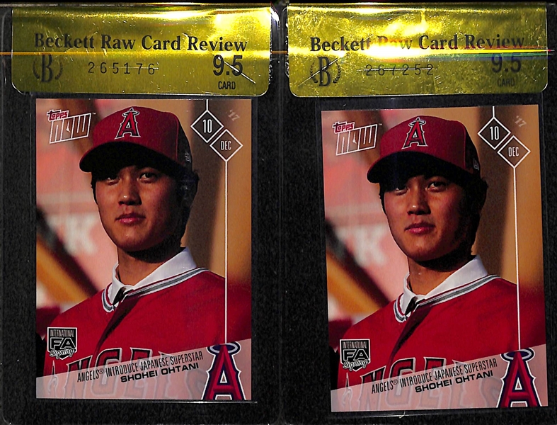 Lot of (2) 2017 Shohei Ohtani Topps Now Rookie Cards - Raw Graded BGS 9.5 Gem Mint
