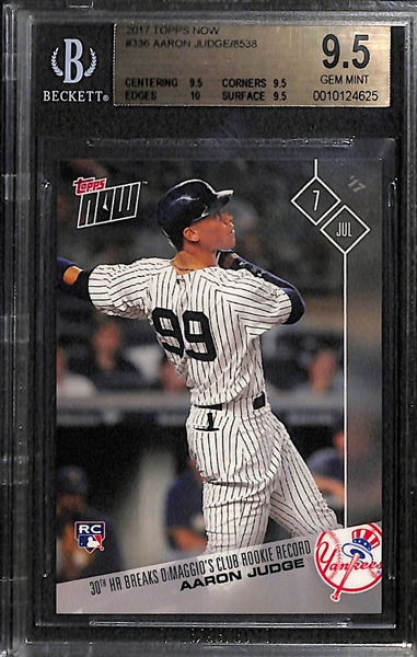 Lot of (2) Aaron Judge BGS 9.5 GEM Mint Rookie Cards from 2017 Topps Now