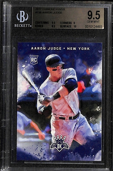 Lot of (2) 2017 Aaron Judge BGS 9.5 GEM Mint Rookie Cards - Diamond Kings and Bowman Chrome ROY Favorites