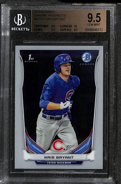Lot of (2) 2014 Bowman Chrome Kris Bryant BGS 9.5 Gem Mint Rookie Cards
