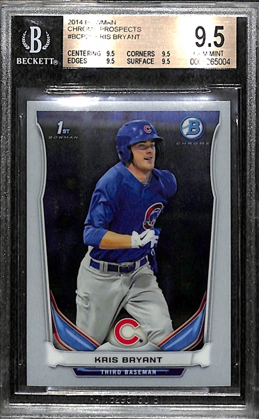 Lot of (2) 2014 Bowman Chrome Kris Bryant BGS 9.5 Gem Mint Rookie Cards