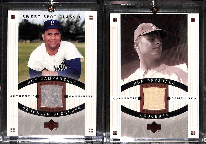 Rare Lot of 2005 Sweet Spot Classic Jersey/Pants Cards (Ted Williams, Jackie Robinson, Roy Campanella, and Don Drysdale)