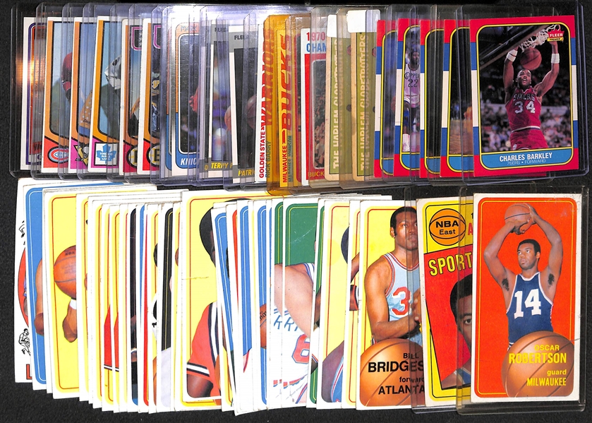 Lot of 55 - 1970-88 Basketball & Hockey Cards w. 1970-71 Oscar Robertson & 1986 Fleer Barkley