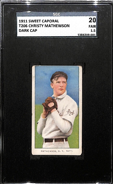 1911 T206 Christy Mathewson - Dark Cap - Sweet Caporal Back - Factory 30 - SGC 20 (1.5)
