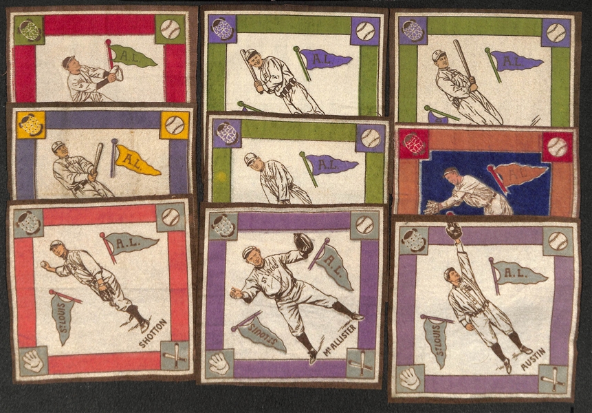 Lot of 9 - 1914 B18 AL Blankets w. Chick Gandil