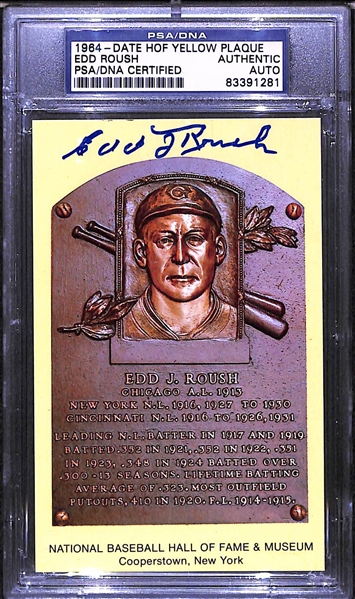 Lot of 3 - Hall of Fame Autographed Plaque Cards - Doerr, Roush, Dandridge - PSA/DNA