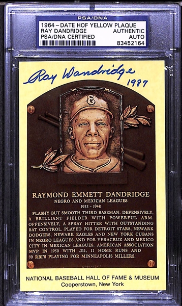 Lot of 3 - Hall of Fame Autographed Plaque Cards - Doerr, Roush, Dandridge - PSA/DNA