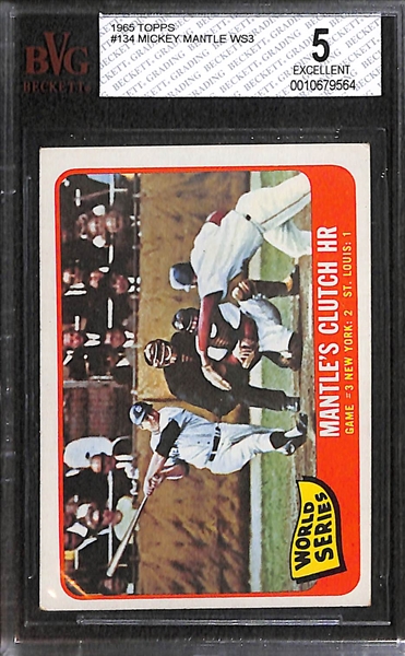 Lot of 2 - 1965 & 1968 Topps Mickey Mantle Cards - BVG