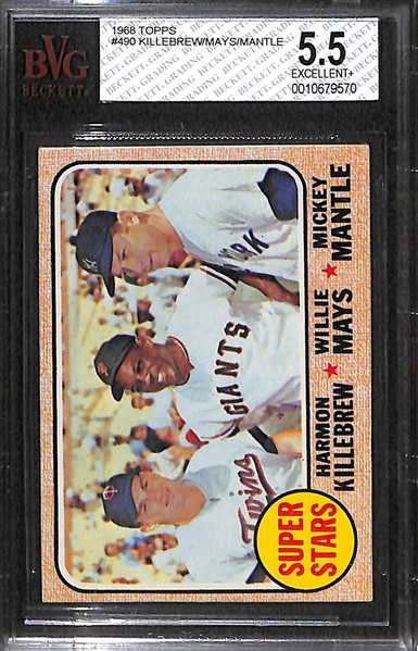 Lot of 2 - 1965 & 1968 Topps Mickey Mantle Cards - BVG