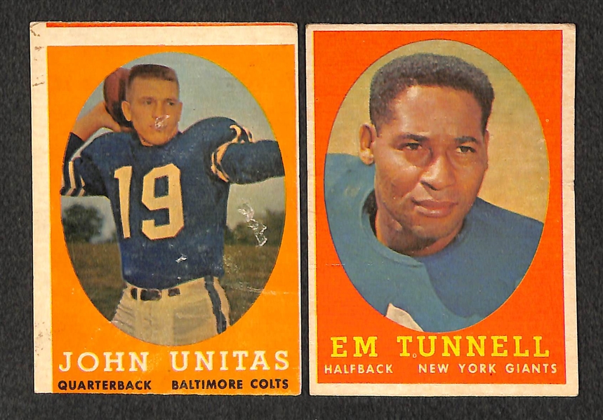 Lot of 80 Assorted 1958 Topps Football Cards w. Blanda & Gifford