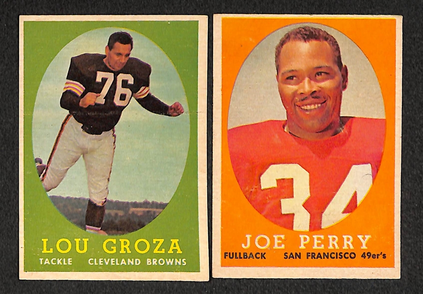 Lot of 80 Assorted 1958 Topps Football Cards w. Blanda & Gifford