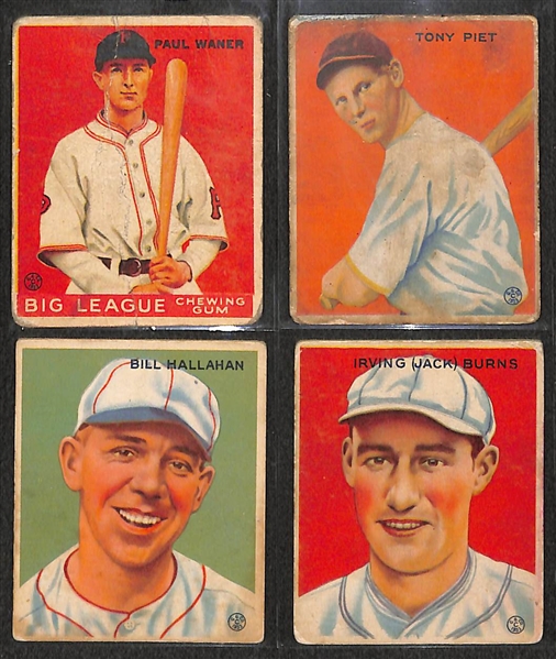 Lot of 4  -1933 Goudy Baseball Cards w. Paul Waner