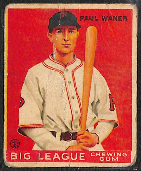 Lot of 4  -1933 Goudy Baseball Cards w. Paul Waner