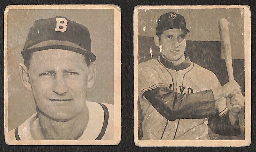 Lot of 2 - 1948 Bowman Baseball Cards - Bob Elliot & Bobby Thomson Rookie Card 