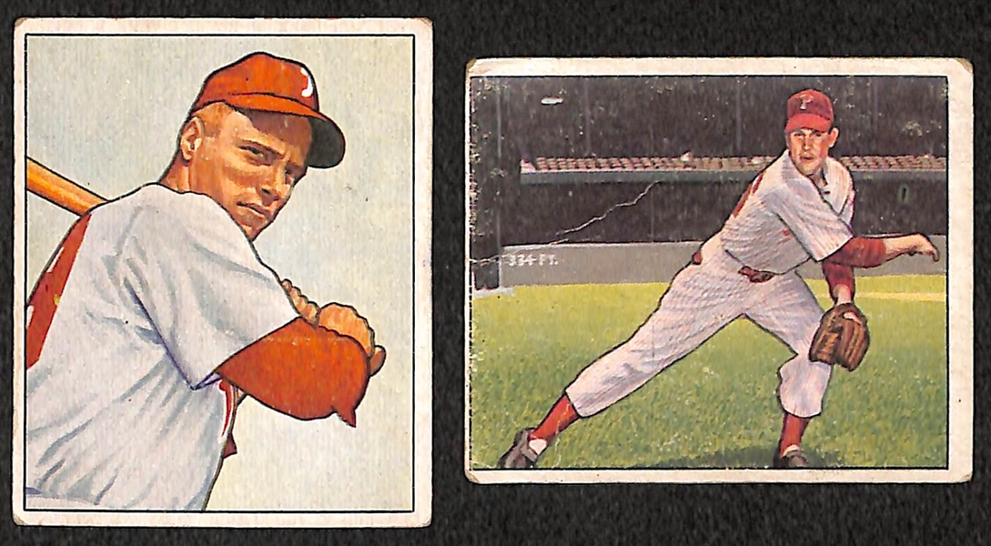 Lot of 2 - 1950 Bowman Baseball Richie Ashburn & Robin Roberts