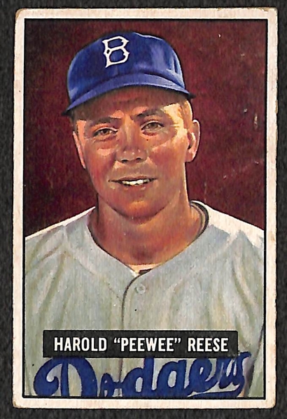 Lot of 2 - 1951 Bowman Baseball Cards - PeeWee Reese & Carl Erskine Rookie Card