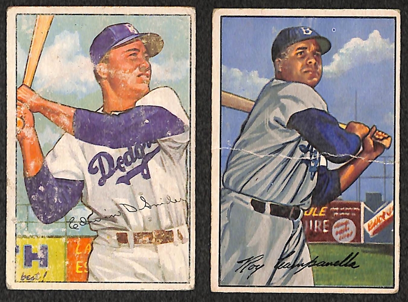 Lot of 2 - 1952 Bowman Baseball Cards - Duke Snider & Roy Campanella