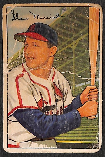 Lot of 2 - 1952 Bowman Baseball Cards - Stan Musial & Warren Spahn
