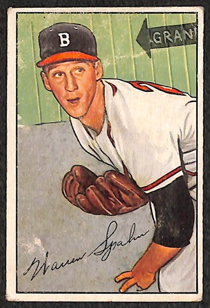 Lot of 2 - 1952 Bowman Baseball Cards - Stan Musial & Warren Spahn