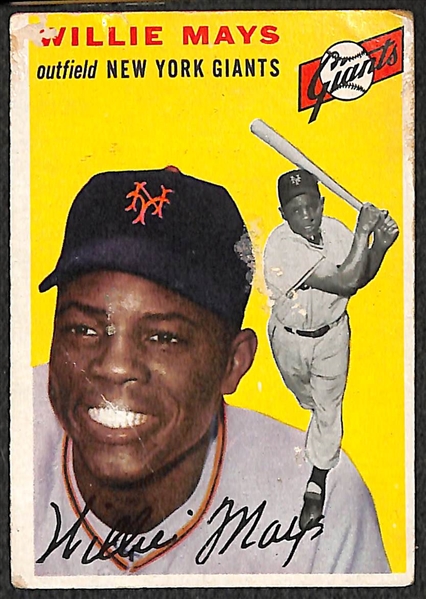 Lot of 5 - 1954 Topps Baseball Cards w. Willie Mays