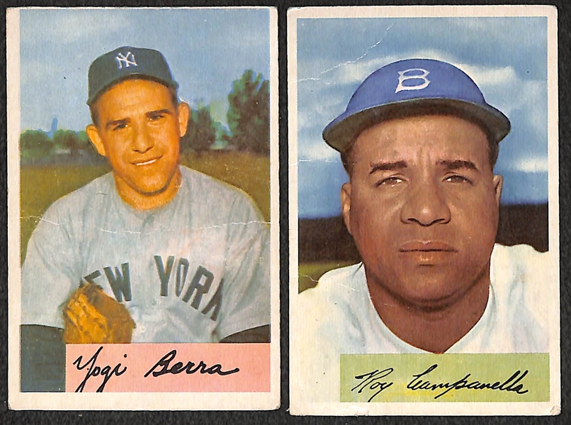 Lot of 4 - 1954 Bowman Baseball Cards w. Berra, Campanella, Snider, & Ashburn