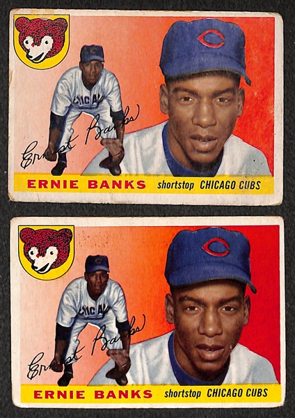 Lot of 2 - 1955 Topps Baseball Ernie Banks (2nd Year Card)