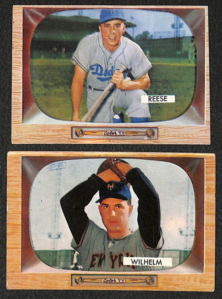 Lot of 2 - 1955 Bowman Baseball Cards - PeeWee Reese & Hoyt Wilhelm
