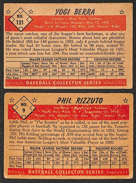 Lot of 2 - 1953 Bowman Baseball Cards - Yogi Berra & Phil Rizzuto