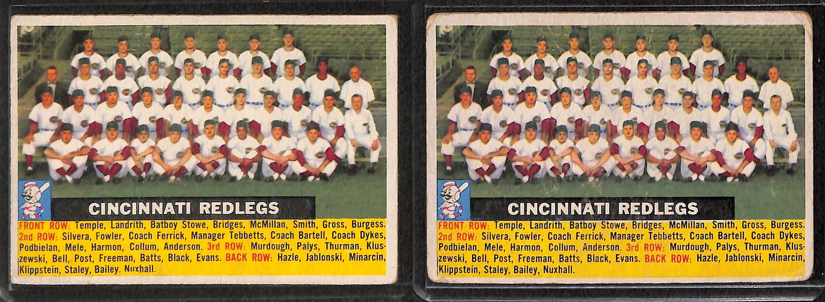 Lot of 8 - 1956 Topps Baseball Cards - 7 Team Cards w. Dodgers & 1st/3rd Checklist Card
