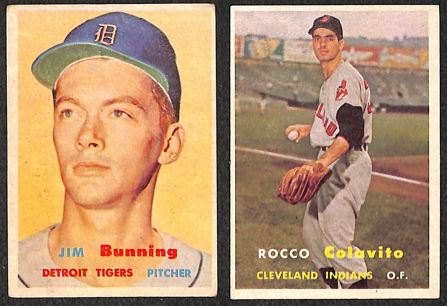 Lot of 2 - 1957 Topps Jim Bunning RC & Rocky Colavito RC