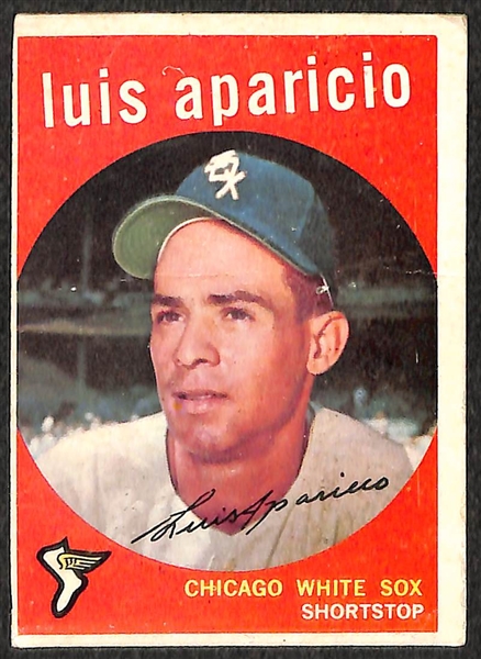 Lot of 4 - 1959 Topps Baseball Cards - Mays, Mathews, Aparicio, Carsair Trio