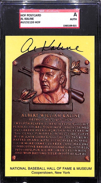 Lot of 3 - Hall of Fame Autographed Plaque Cards - Killebrew, Kaline, Mathews - SGC & PSA/DNA