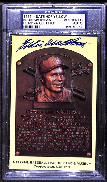 Lot of 3 - Hall of Fame Autographed Plaque Cards - Killebrew, Kaline, Mathews - SGC & PSA/DNA