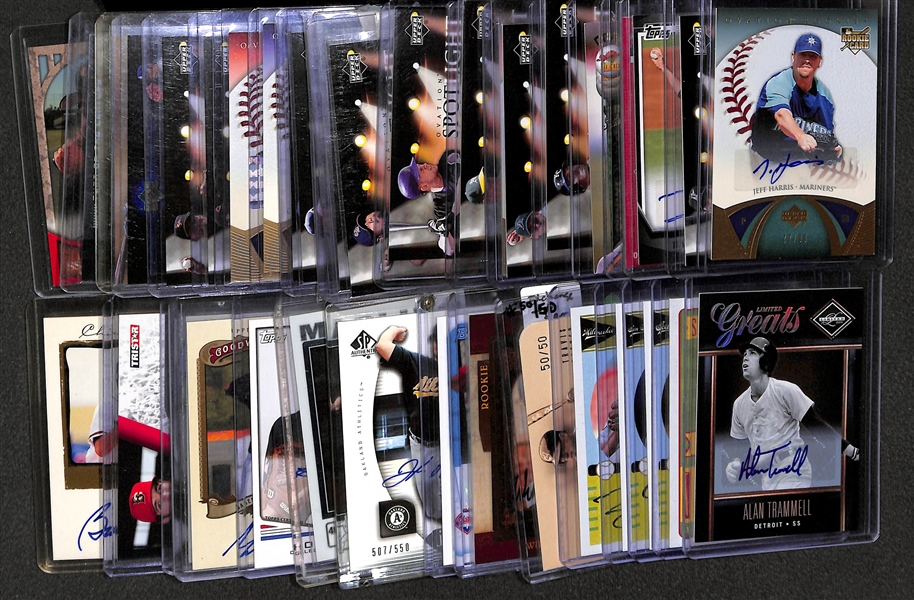 Lot of (40) Baseball Certified Autograph Cards (Inc. Allan Trammell and Lenny Dykstra)