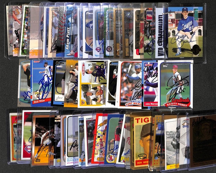 Lot of (45) Signed Sports Cards w/ Bob Feller, Moose Skowron, Joe Mauer, and CC Sabathia