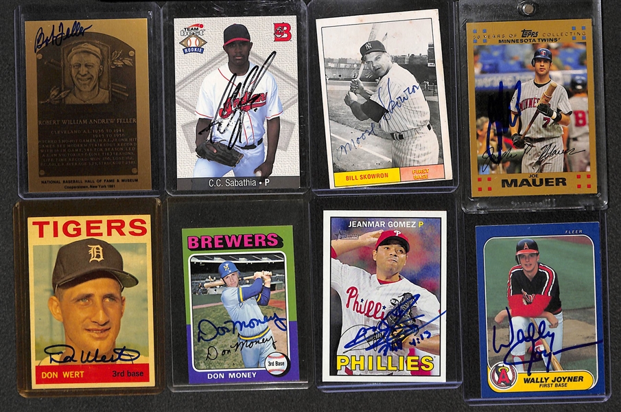 Lot of (45) Signed Sports Cards w/ Bob Feller, Moose Skowron, Joe Mauer, and CC Sabathia