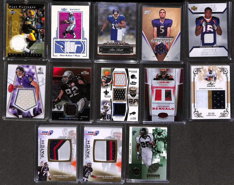 Lot of (60) Football Certified Jersey/Relic Cards w/ Brett Favre and Troy Aikman