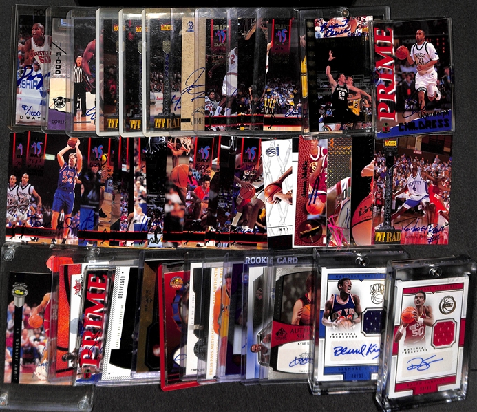 Lot of Over (40) Basketball Certified Autograph Cards w/ Bernard King & Ralph Sampson National Treasures Autographs