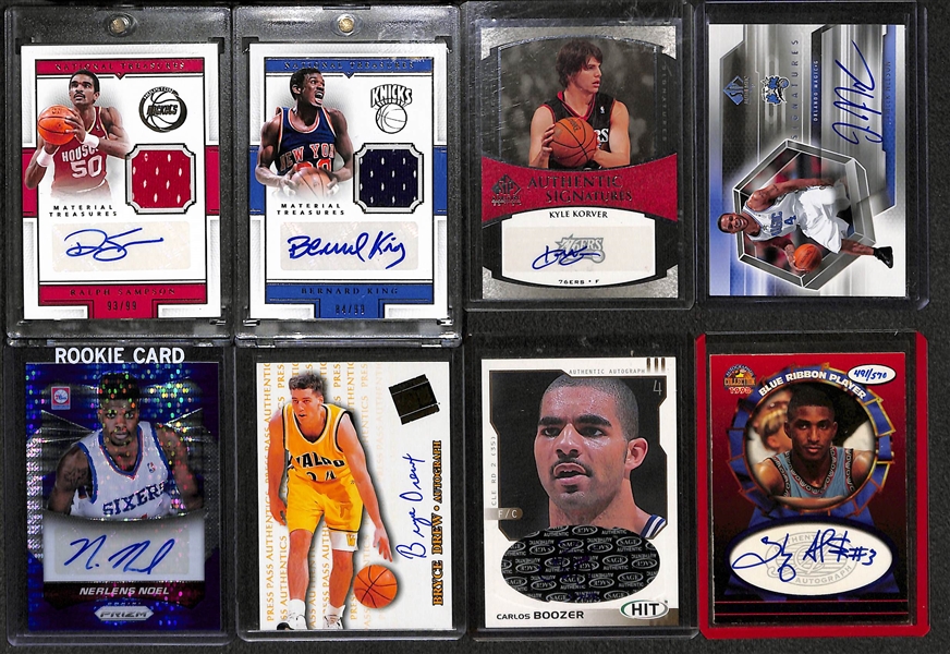 Lot of Over (40) Basketball Certified Autograph Cards w/ Bernard King & Ralph Sampson National Treasures Autographs