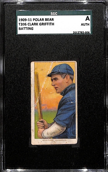 1909-11 T206 Clark Griffith - Batting - Polar Bear Back - SGC Authentic