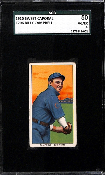 Lot of 2 - 1909-11 T206 Cards - Bill Carrigan & Billy Campbell - SGC