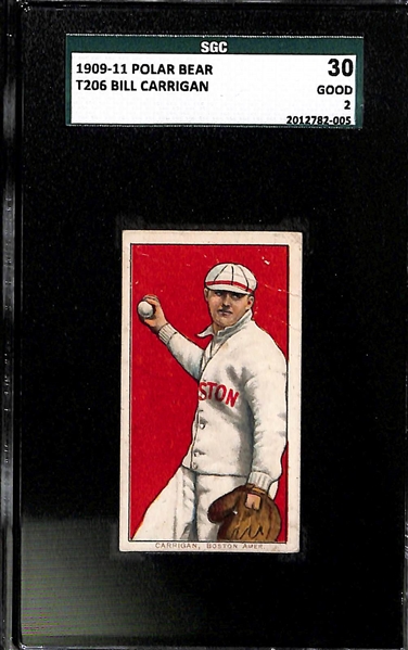 Lot of 2 - 1909-11 T206 Cards - Bill Carrigan & Billy Campbell - SGC