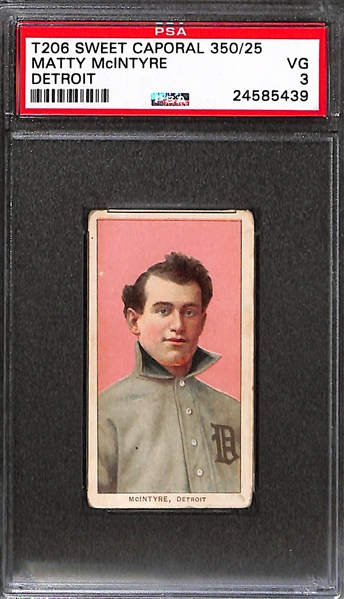 Lot of 2 - 1909-11 T206 Cards - Glenn Liebhardt & Matty McIntyre - Both PSA 3