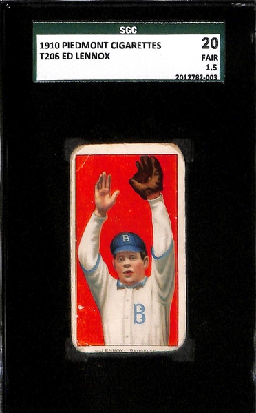Lot of 3 - 1910 Piedmont Back T206 Cards - Byrne, Shipke, Lennox - SGC