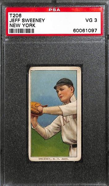 Lot of 3 - 1910 Piedmont Back T206 Cards - Sweeney, McAleese, Moran - SGC & PSA