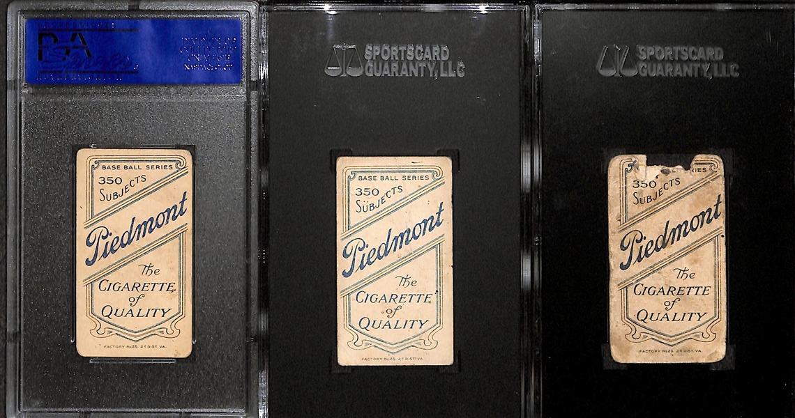 Lot of 3 - 1910 Piedmont Back T206 Cards - Sweeney, McAleese, Moran - SGC & PSA